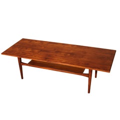 Mid-Century Brazilian Caviuna Coffee Table with Hand-Carved Tapered Legs