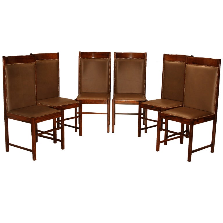 Mid-Century Modern Celina Moveis High Back and Bronze Dining Chairs  For Sale