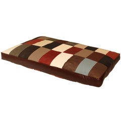 Custom leather patchwork dog bed by Thomas Hayes Studio