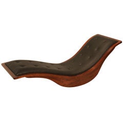 Rocking Wood and Leather Chaise Longue by Igor Rodrigues