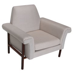 Linen and Rosewood armchair Branco and Prieto attribution