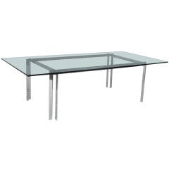 Milo Baughman Chromed Steel and Glass Extendable Dining Table