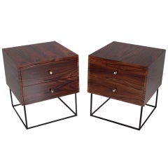 The Quadrar Nightstand in rich Rosewood by Thomas Hayes Studio