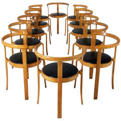 Set of 10 Vintage Danish Birch dining chairs by Magnus Olesen