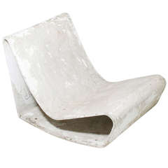Vintage Concrete Outdoor Rocking "Loop" Chair By Willy Guhl For Eternit