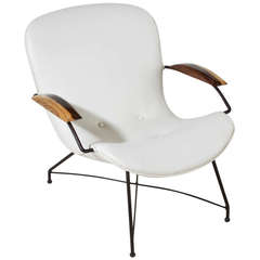 Martin Eisler Leatherette, Iron & Rosewood Arm Chair
