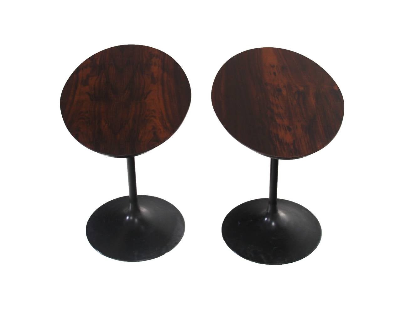 Pair of Oval Rosewood Side Tables In Good Condition In Hollywood, CA