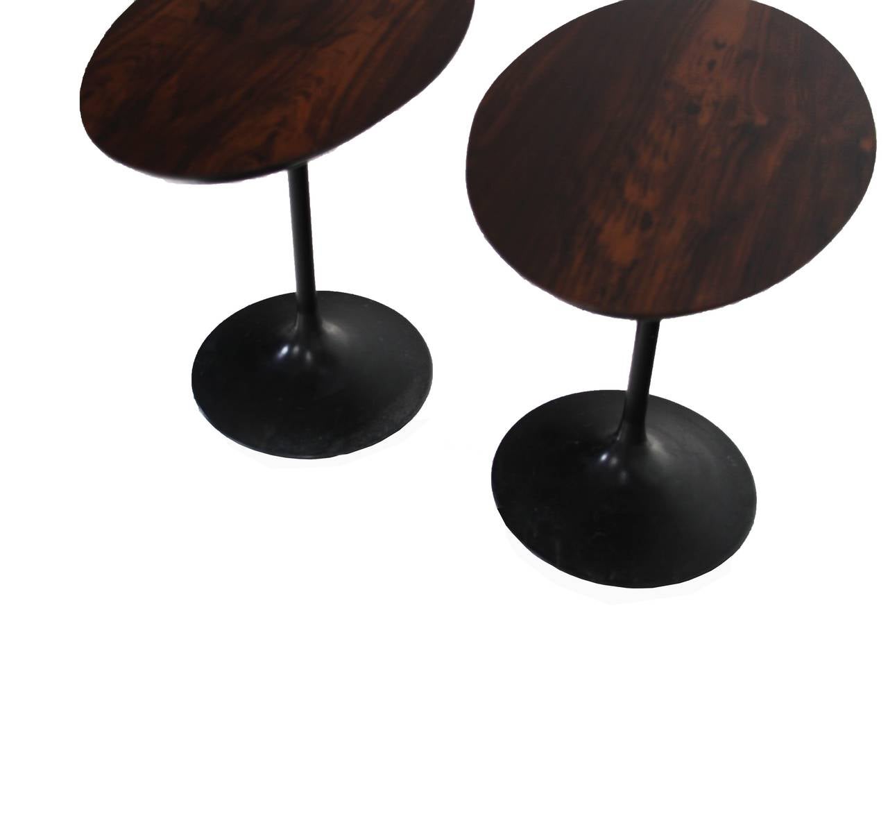 Mid-20th Century Pair of Oval Rosewood Side Tables