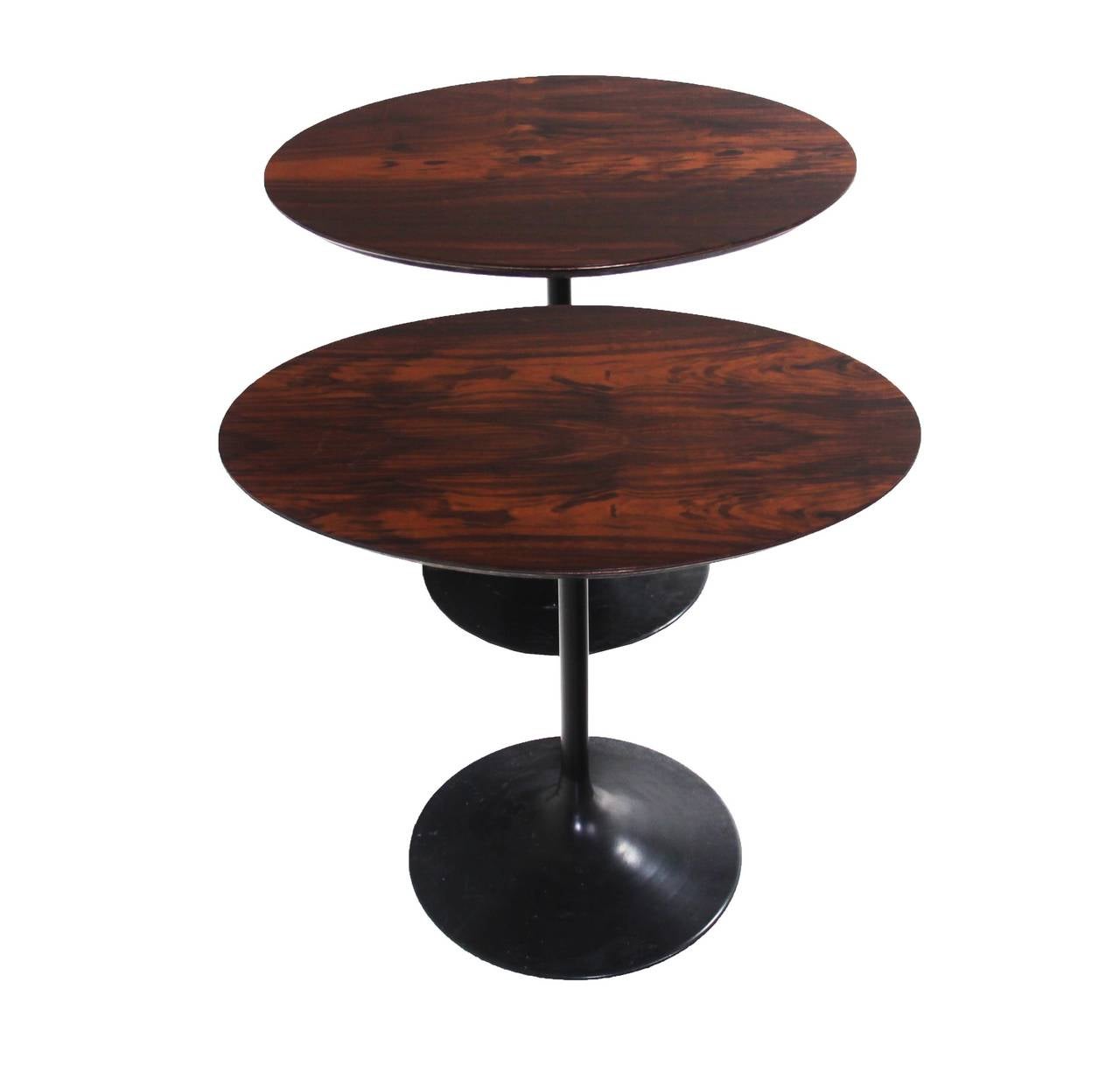Ebonized Pair of Oval Rosewood Side Tables