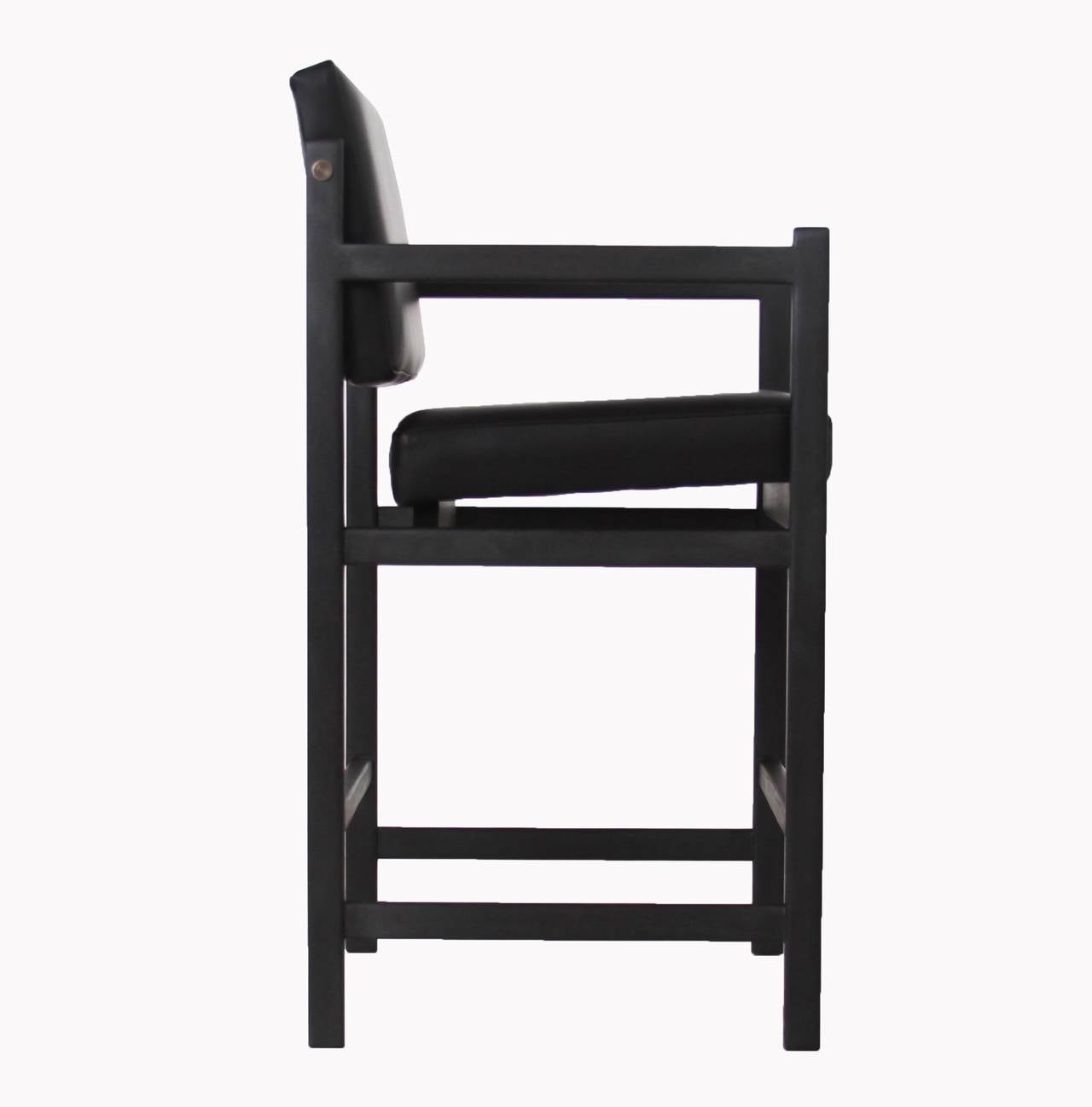 Ebonized The Basic Bar Stool with Arms by Thomas Hayes Studio