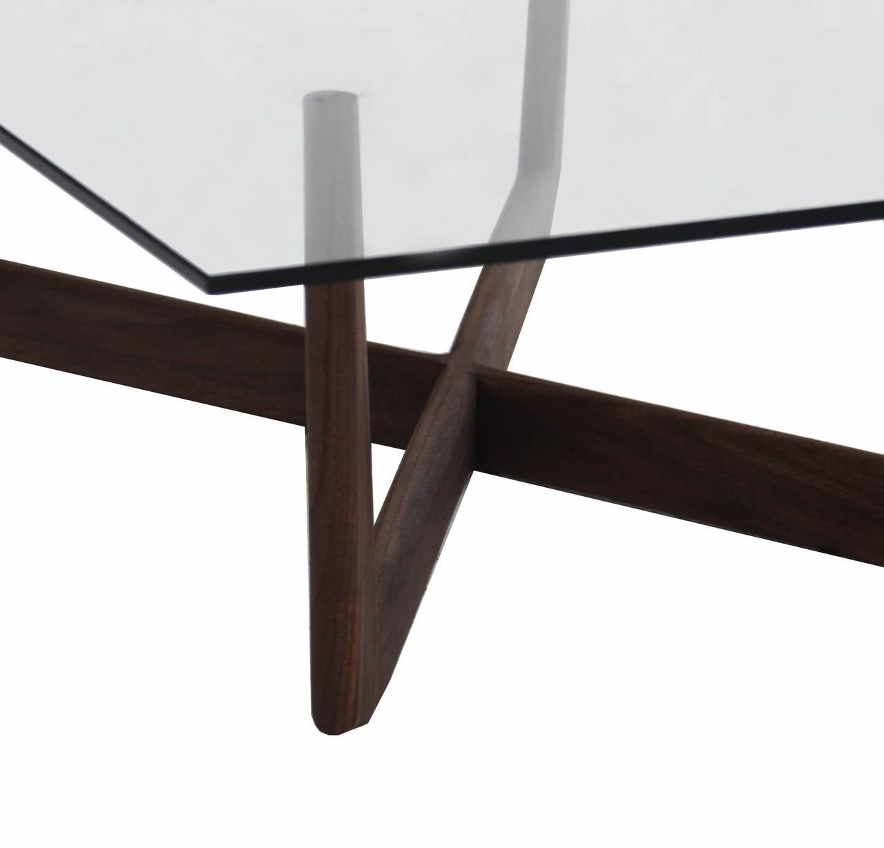 Glass The Speer Coffee Table in Solid Walnut by Thomas Hayes Studio For Sale
