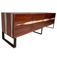 Rosewood with striking sap grain credenza by Thomas Hayes Studio