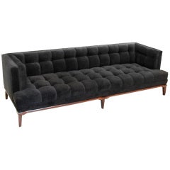 Black Velvet and Solid Rosewood Sofa