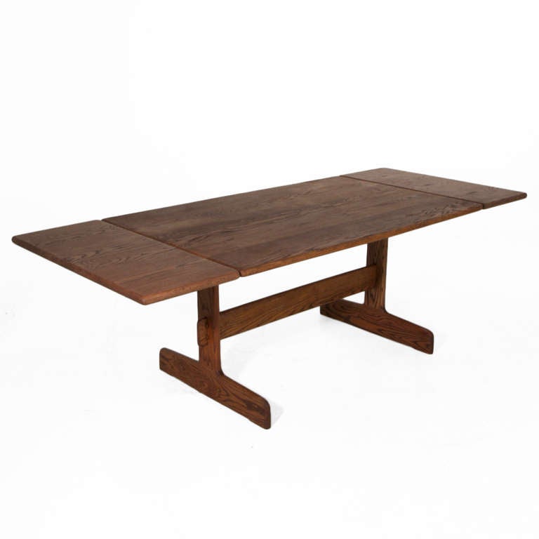 Custom Gerald McCabe Trestle Dining Table and Benches for Orange Crate Modern In Good Condition For Sale In Hollywood, CA