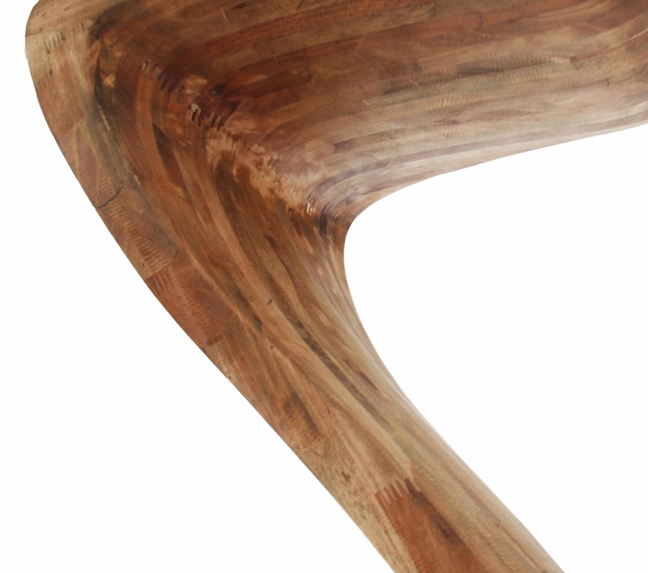 Pair of Sculptural Wood Bar Stools with Solid Brass Foot Rests at 1stDibs