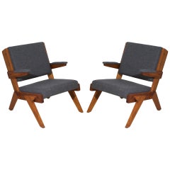 Pair of Solid Peroba de Rosa Armchairs 