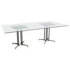 Double pedestal Robert Josten Aluminum dining table