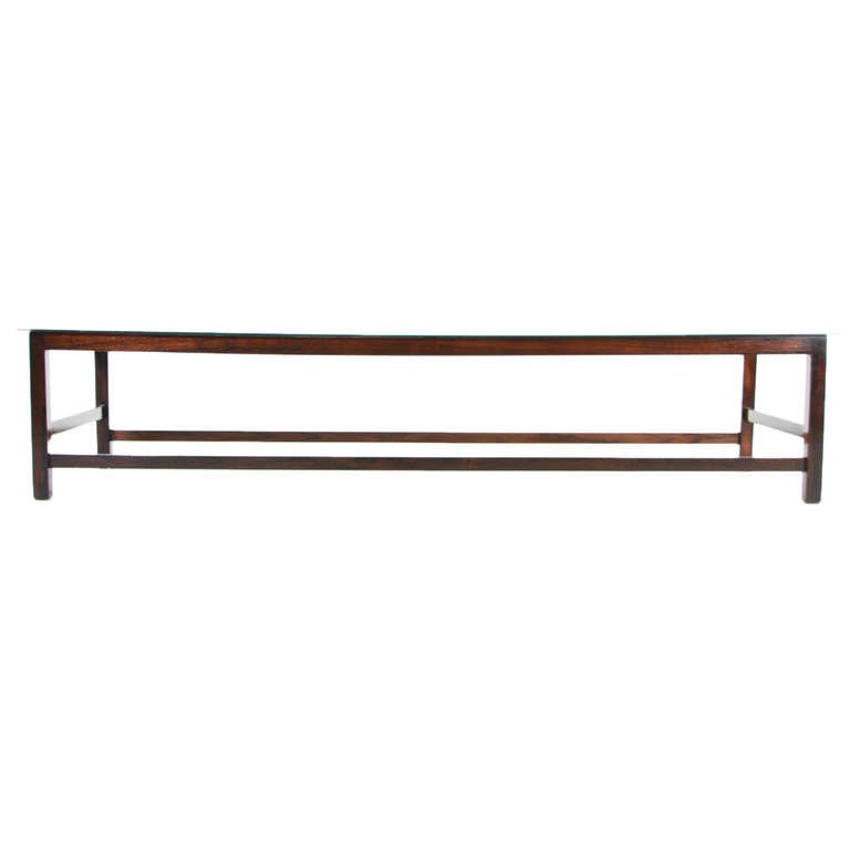 Mid-20th Century Solid Brazilian Rosewood & Black Glass Coffee table For Sale