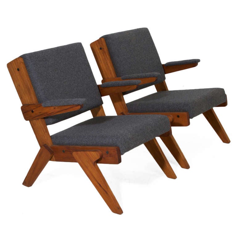 Pair of Solid Peroba de Rosa Armchairs
