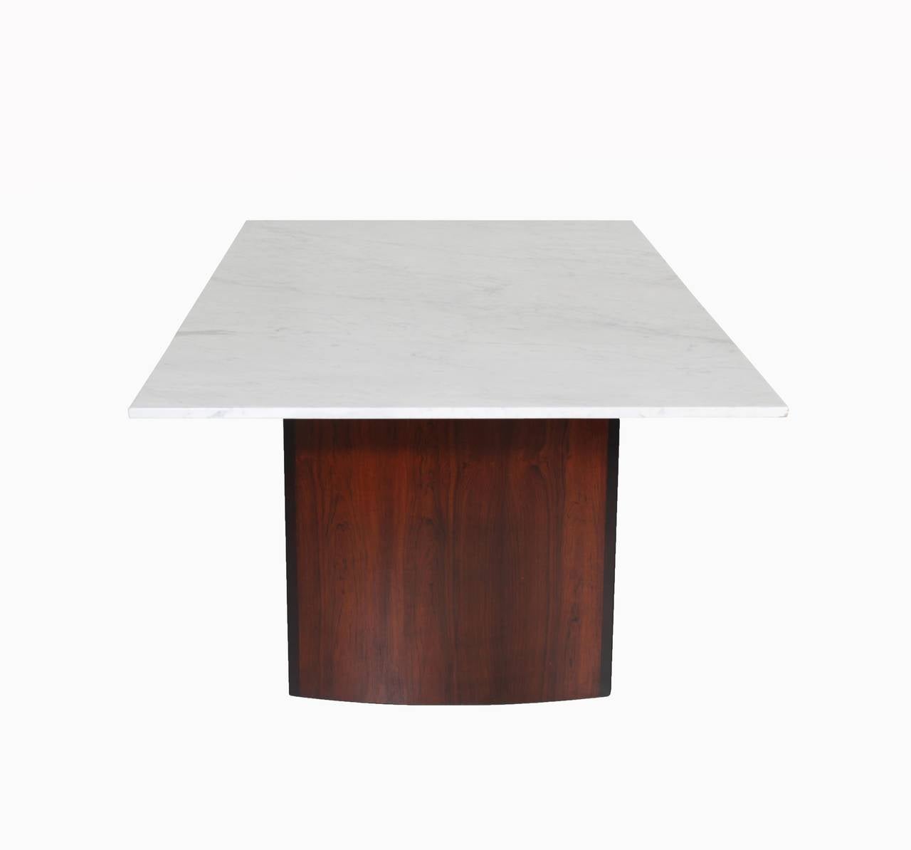 Brazilian Rosewood and Marble Dining Table by Joaquim Tenreiro