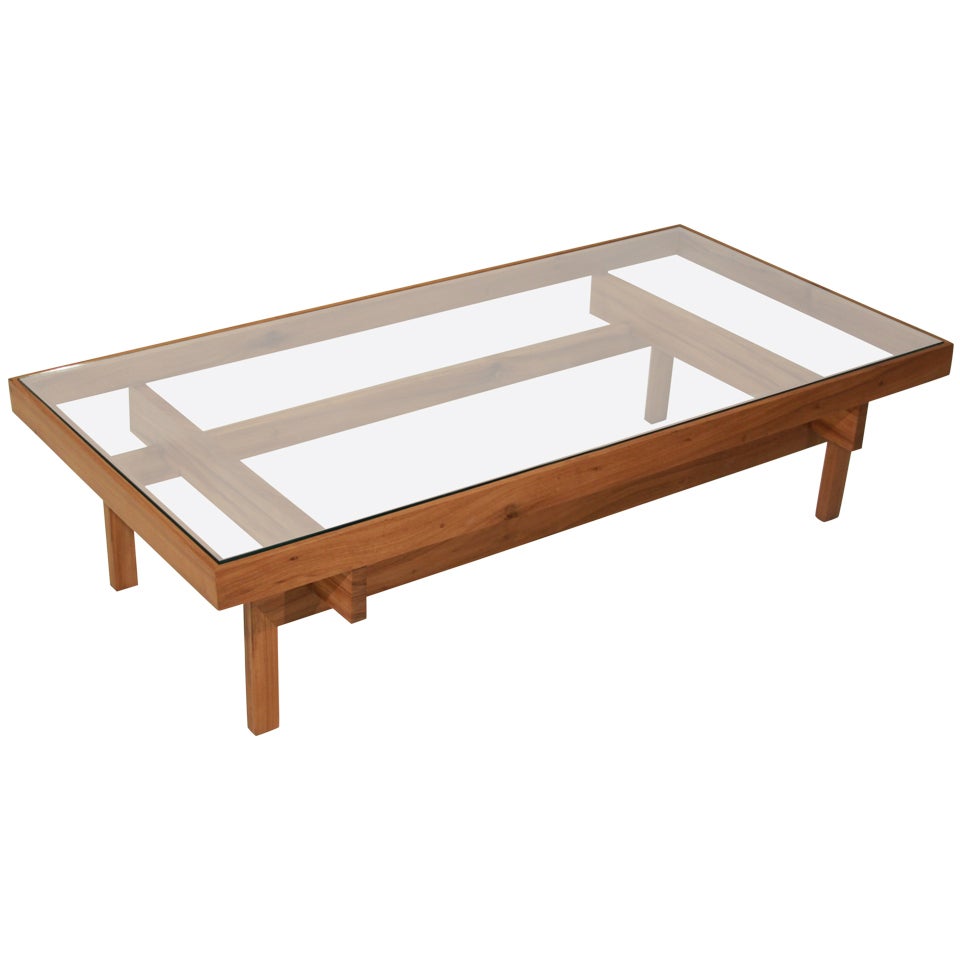 Solid Peroba Wood 
Glass Coffee Table From Brazil