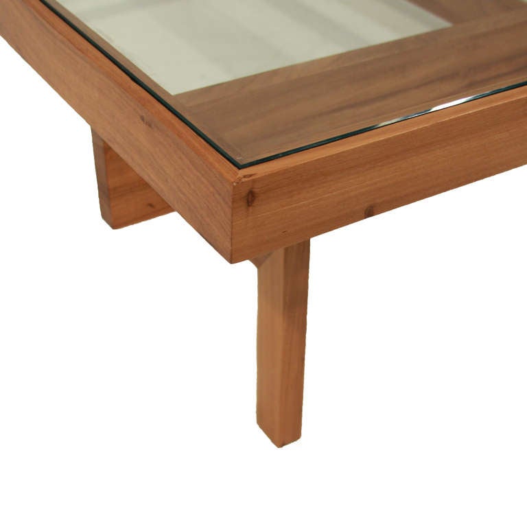 Solid Peroba Wood and Glass Coffee Table From Brazil at 1stdibs