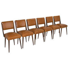 Set of Six Brazilian Exotic Wood Dining Chairs in the Manner of Jorge Zalszupin