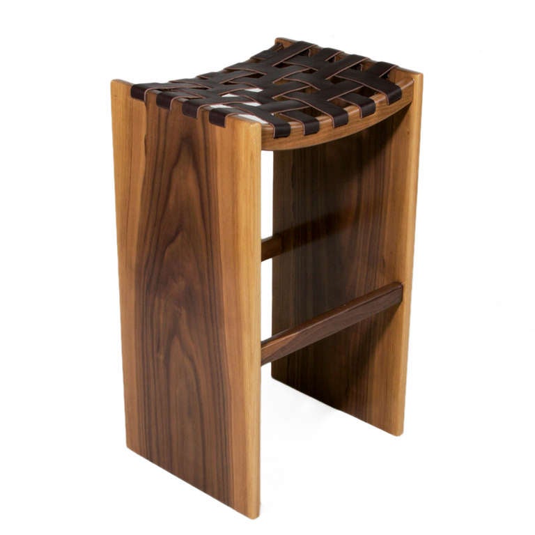 Contemporary The Plank Stool in Solid Walnut by Thomas Hayes Studio