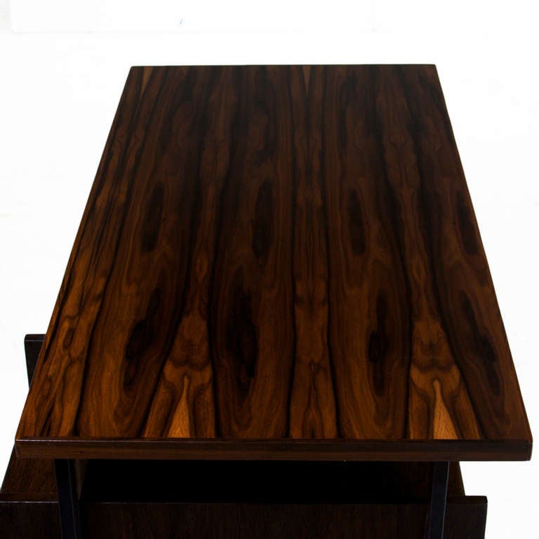 Rosewood Mid-Century Brazilian Hardwood Desk For Sale