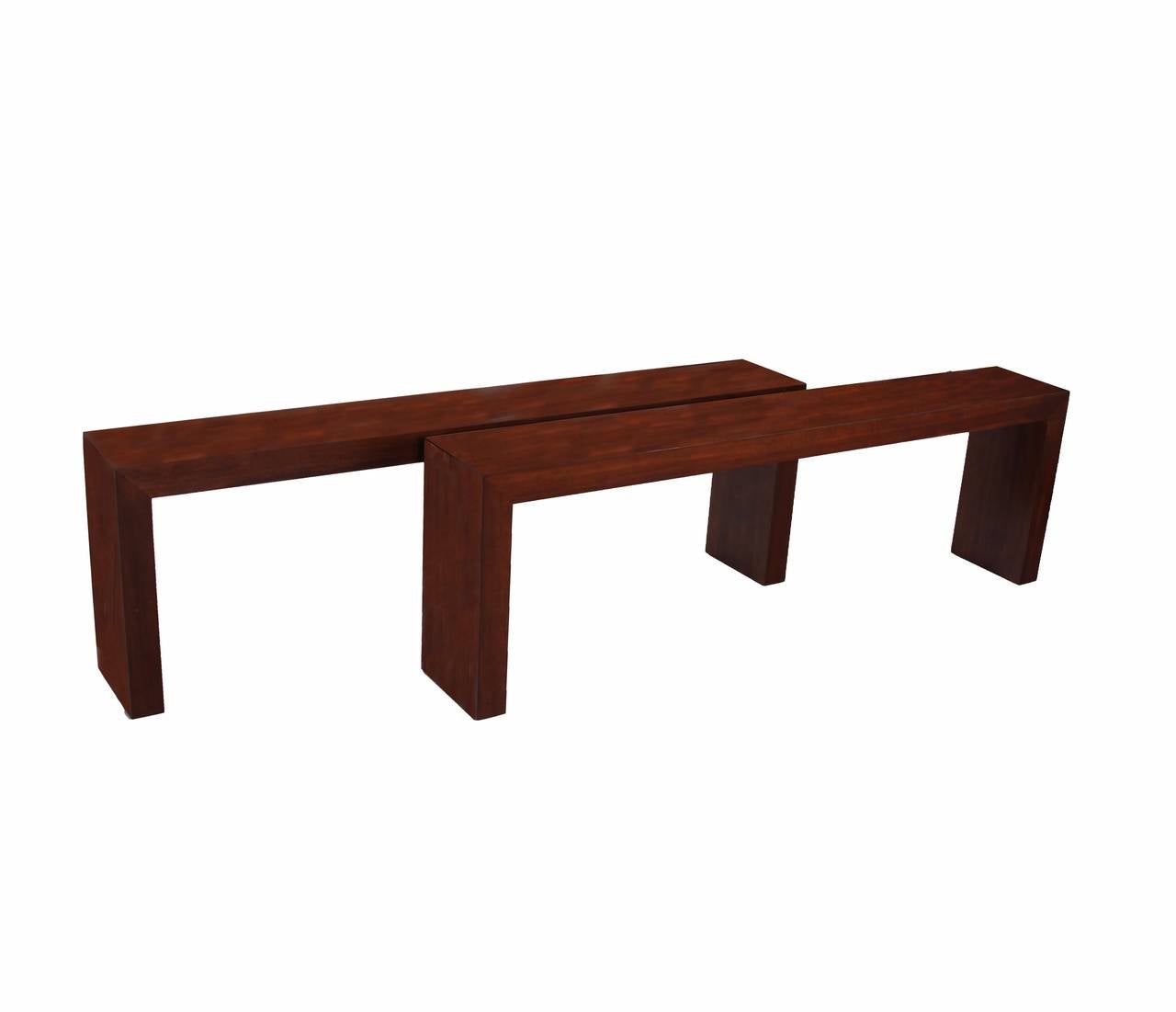 Lacquered Minimalist Imbuia Console Tables from Brazil For Sale