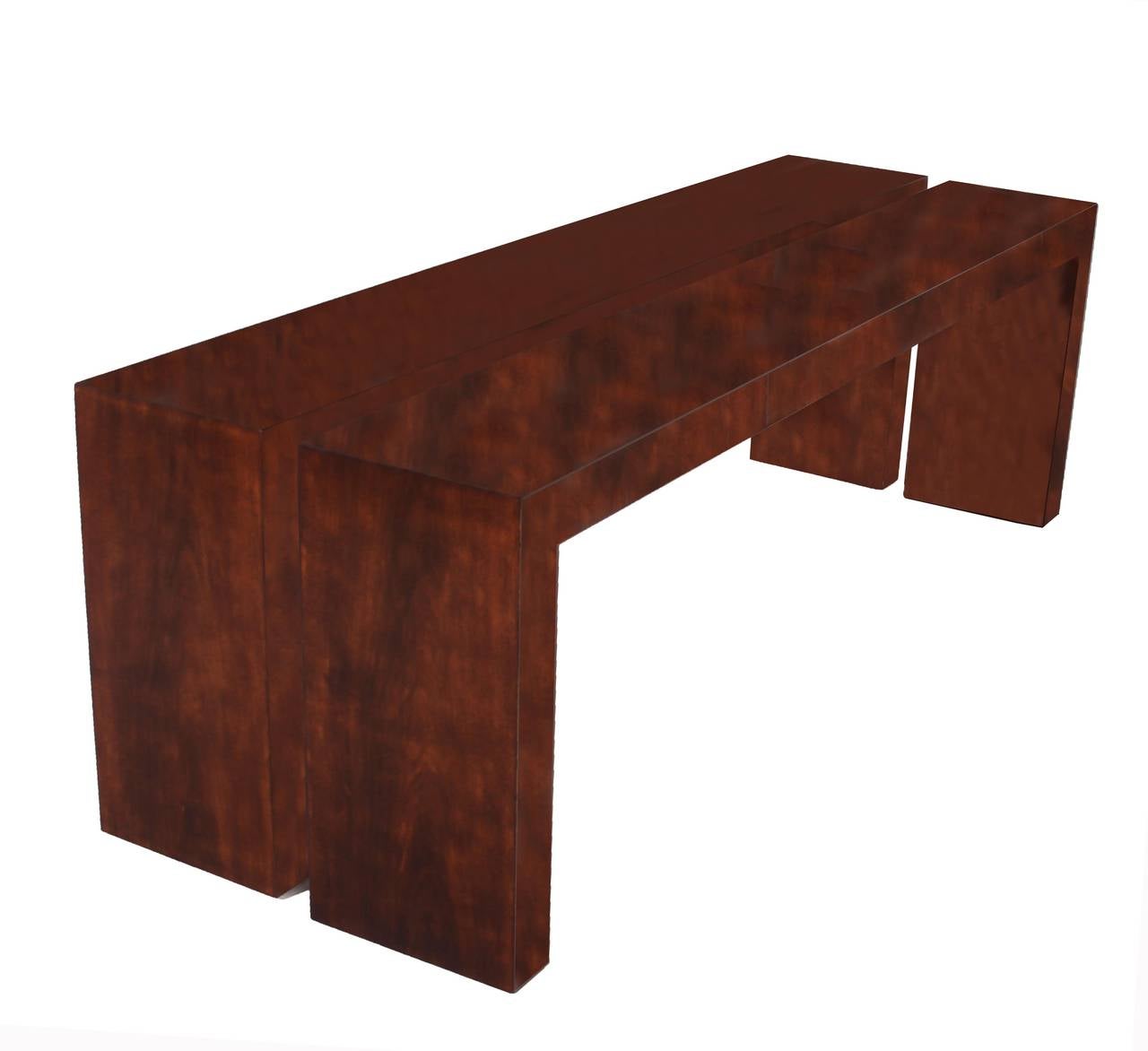 Minimalist Imbuia Console Tables from Brazil In Good Condition For Sale In Hollywood, CA