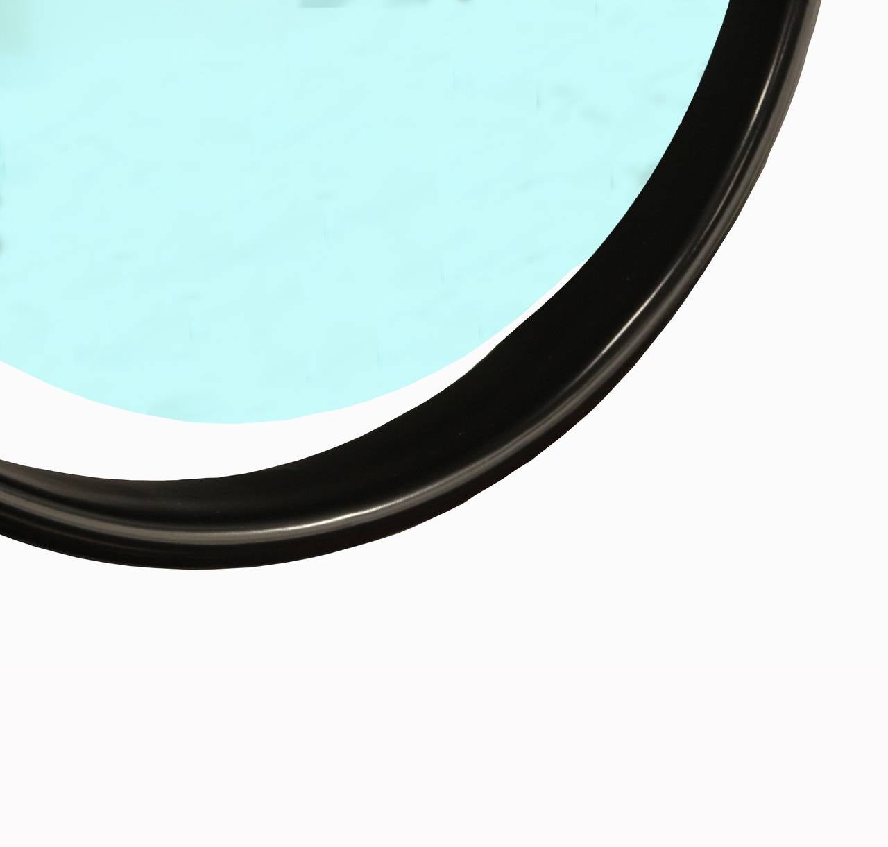 American Floating Round Mirror with Black Frame For Sale