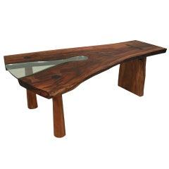 Solid slab Tamboril "Forquilha" dining table by Tunico T. 