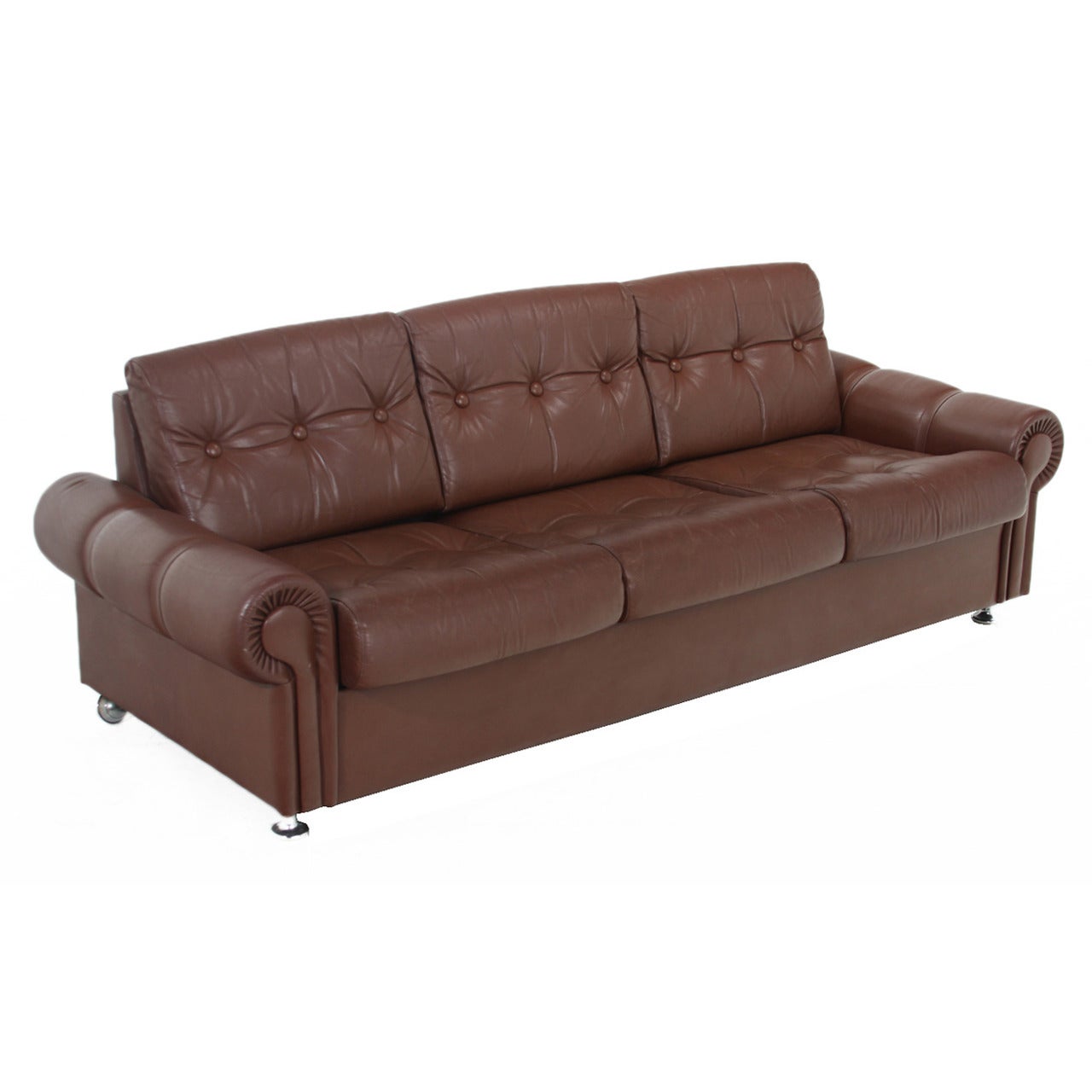 Vintage Swedish distressed leather sofa