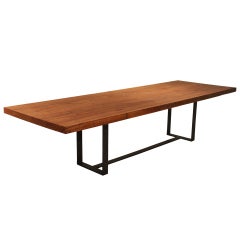 Custom solid Cumaru wood dining table by Thomas Hayes Studio
