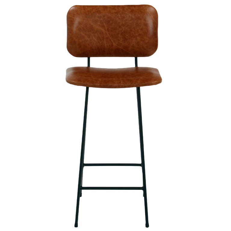 Contemporary The Scoop Stool with Back by Thomas Hayes Studio