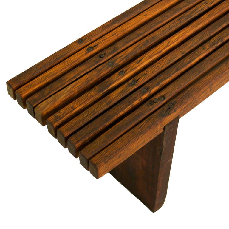 Mid-20th Century Lina Bo Bardi Slatted Wood Bench in Peroba and Brauna Woods For Sale