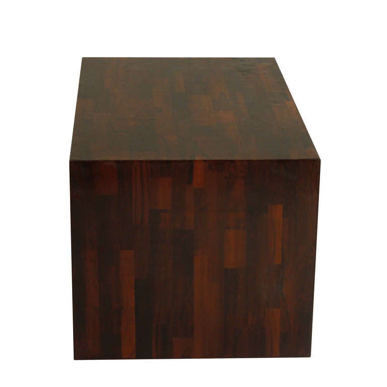 Jorge Zalszupin Patchwork Desk with Exotic Dark Wood Grains In Good Condition For Sale In Los Angeles, CA