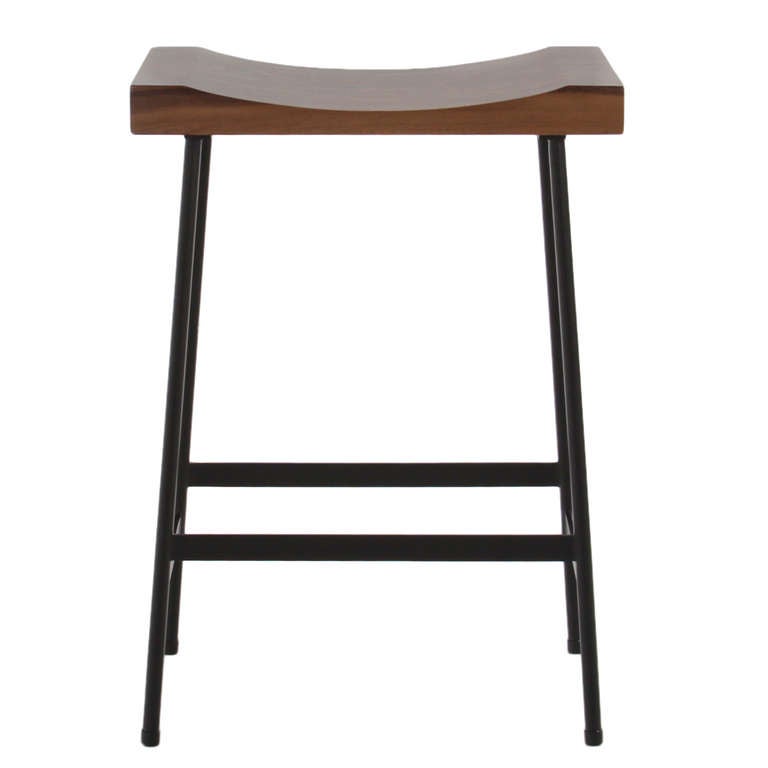 The Bunda Bar Stool in Walnut by Thomas Hayes Studio In Excellent Condition In Hollywood, CA