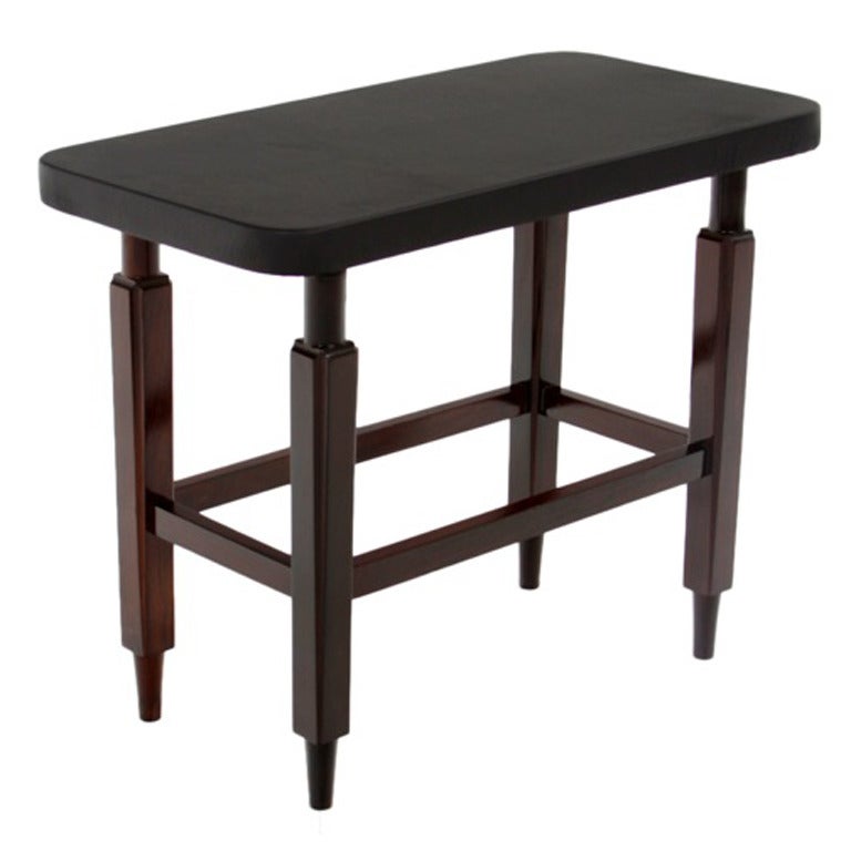 Brazilian Solid Rosewood Side Table with Leather top For Sale