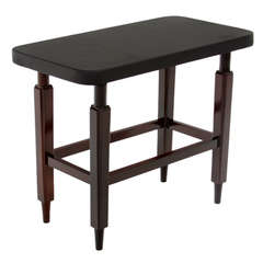Brazilian Solid Rosewood Side Table with Leather top