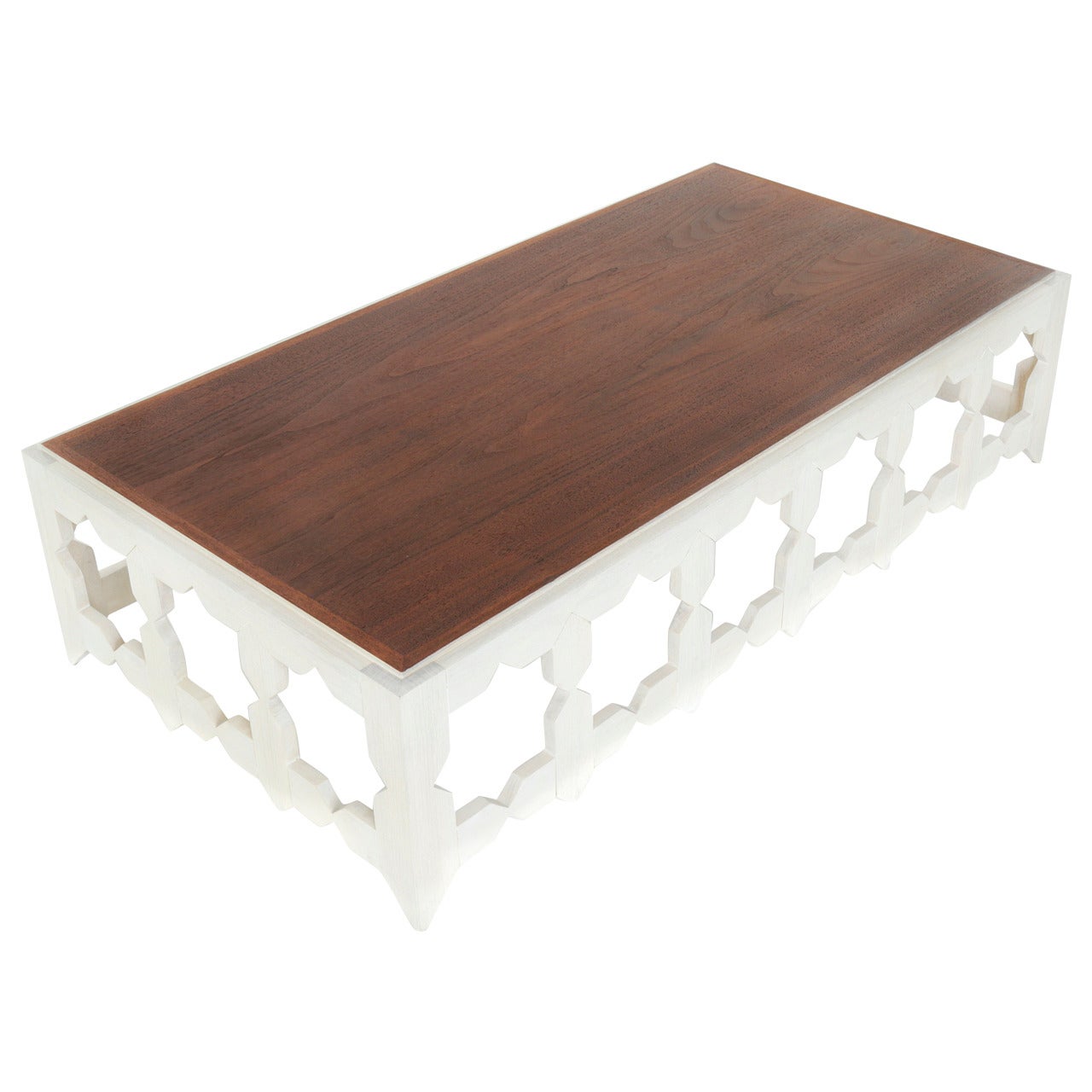 Rectangular Walnut Coffee Table with Star Cut-Outs