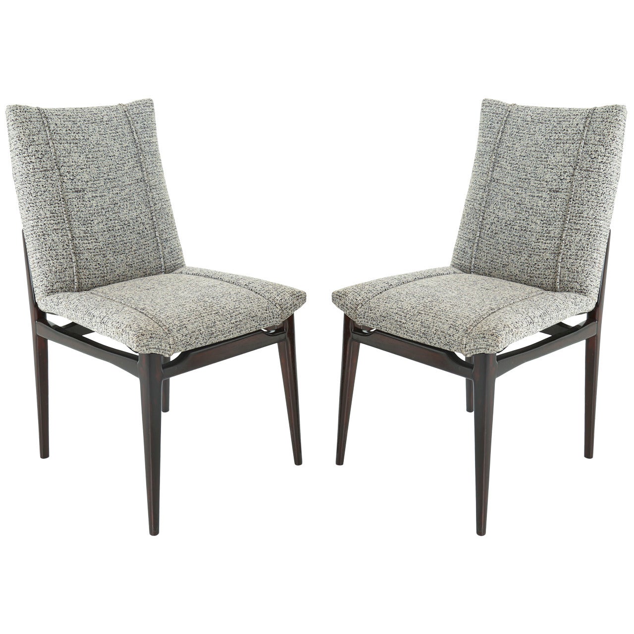 Mid-Century Brazilian Side Chairs with Gray Upholstery For Sale