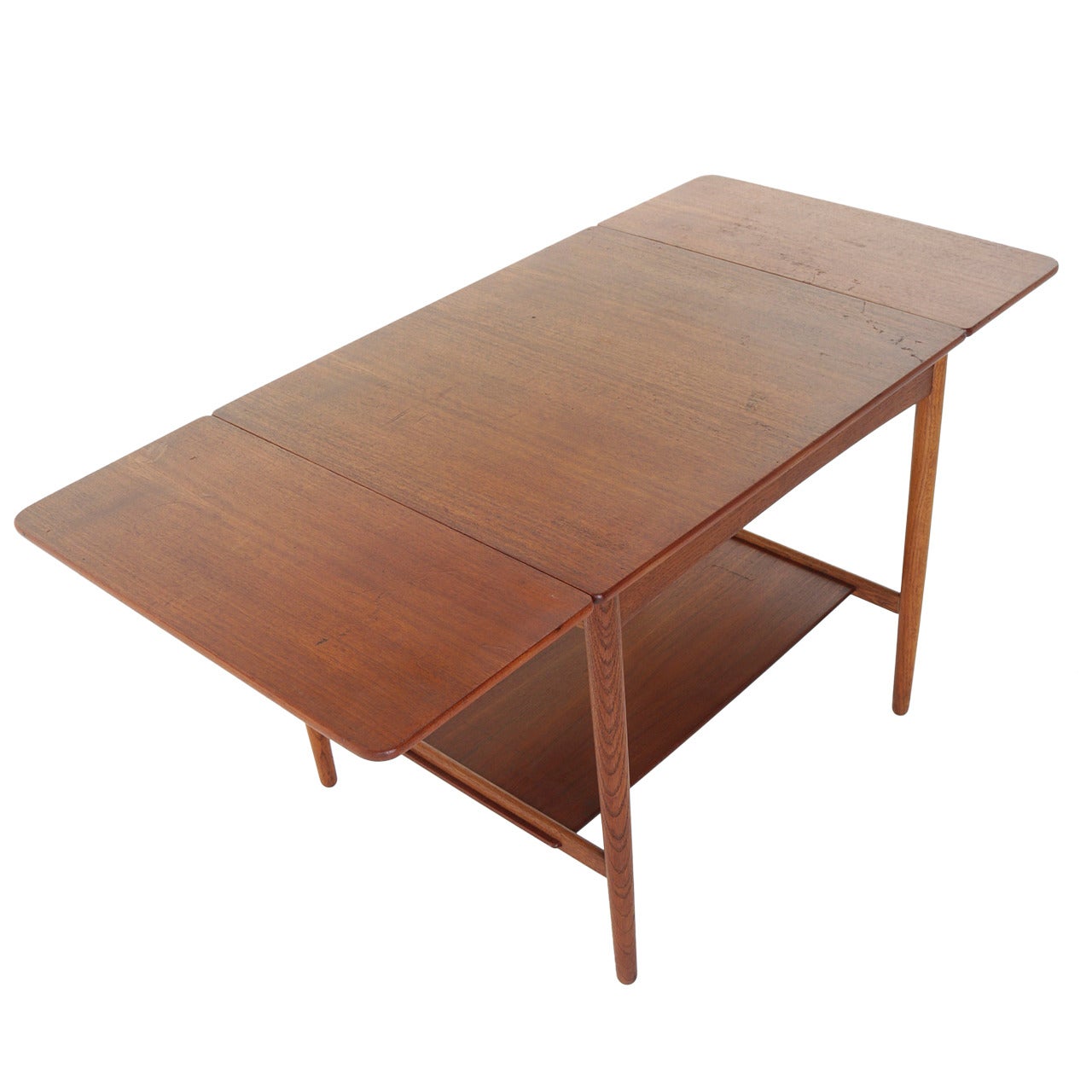 Danish Teak Side Table with Extendable Sides by Hans Wegner For Sale