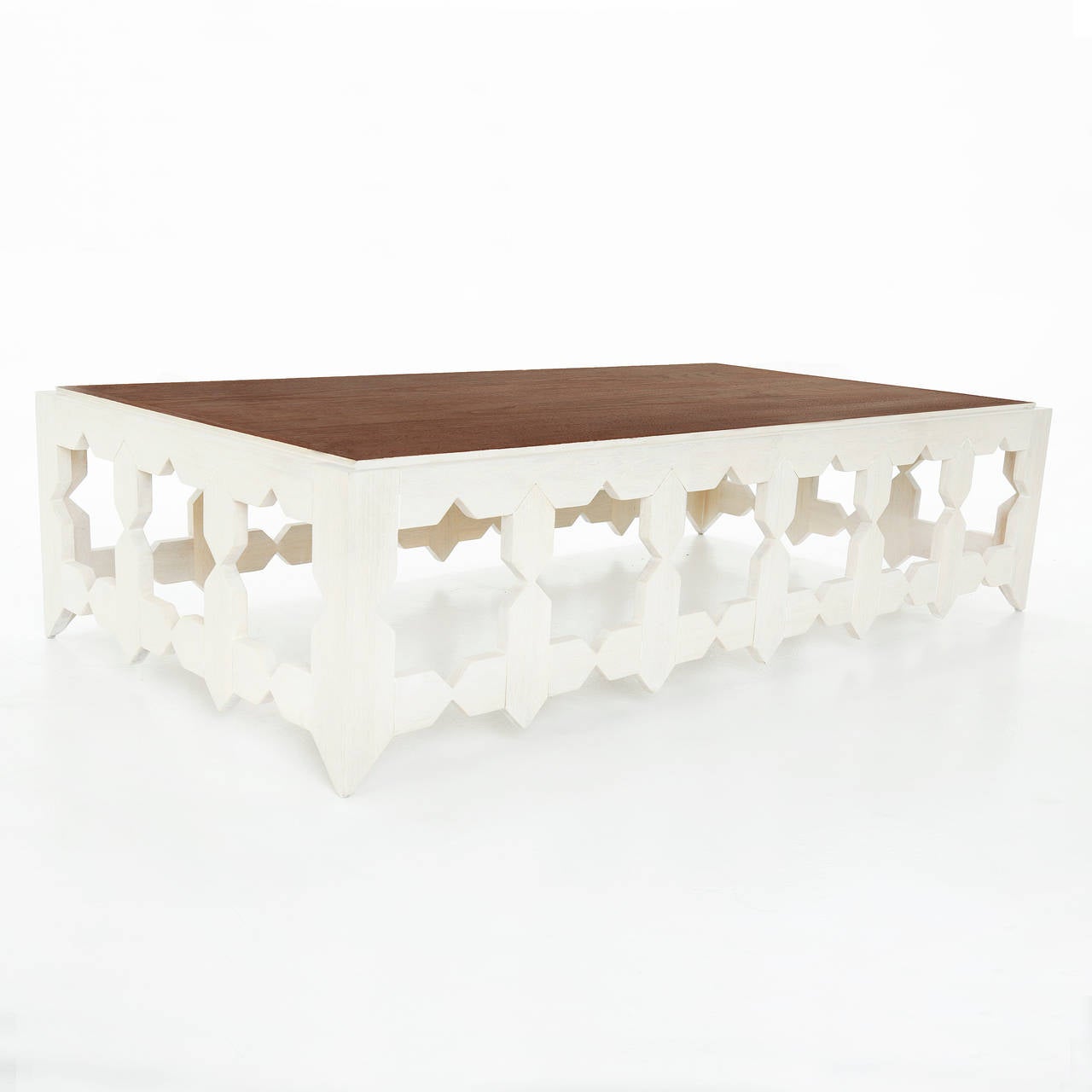 American Rectangular Walnut Coffee Table with Star Cut-Outs