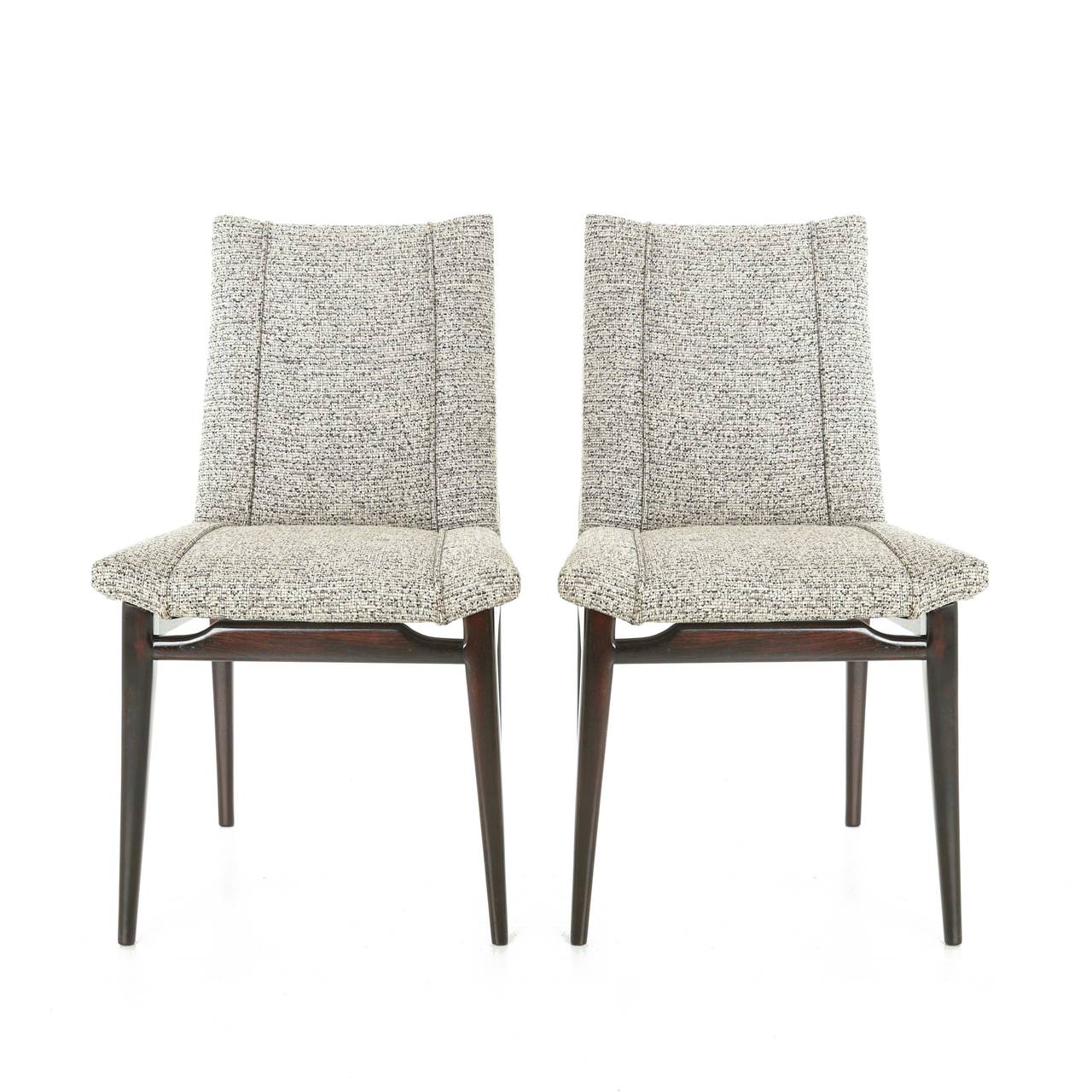 Mid-Century Modern Mid-Century Brazilian Side Chairs with Gray Upholstery For Sale