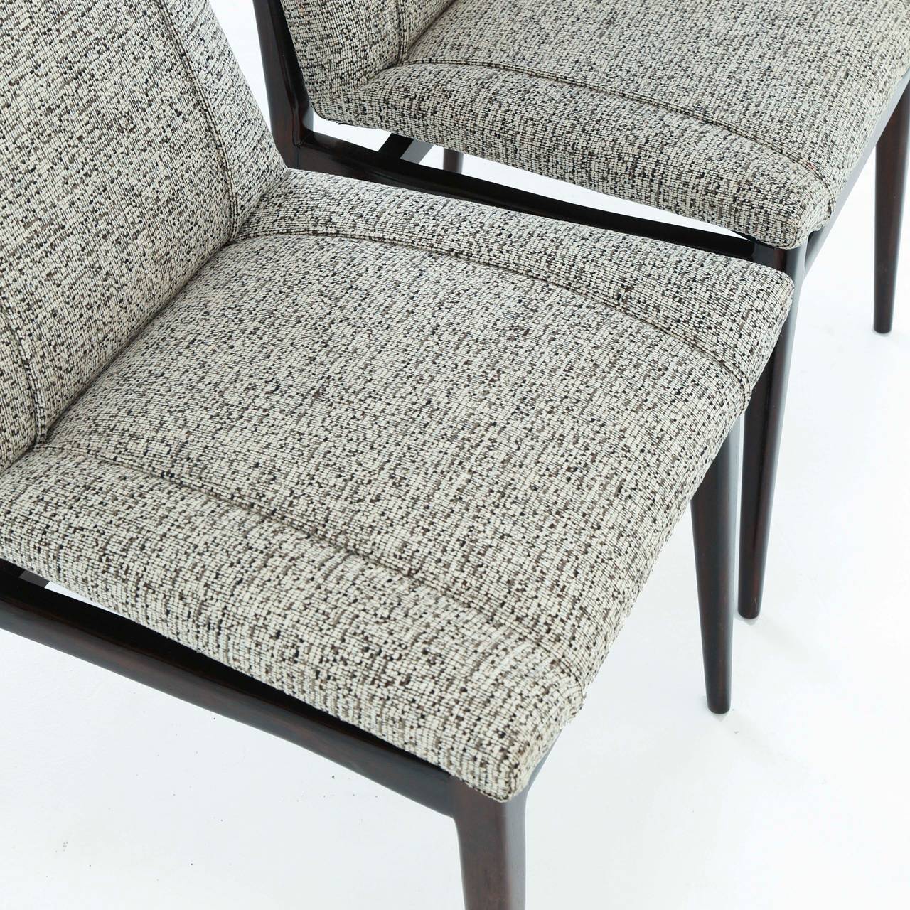 Mid-Century Brazilian Side Chairs with Gray Upholstery For Sale 2