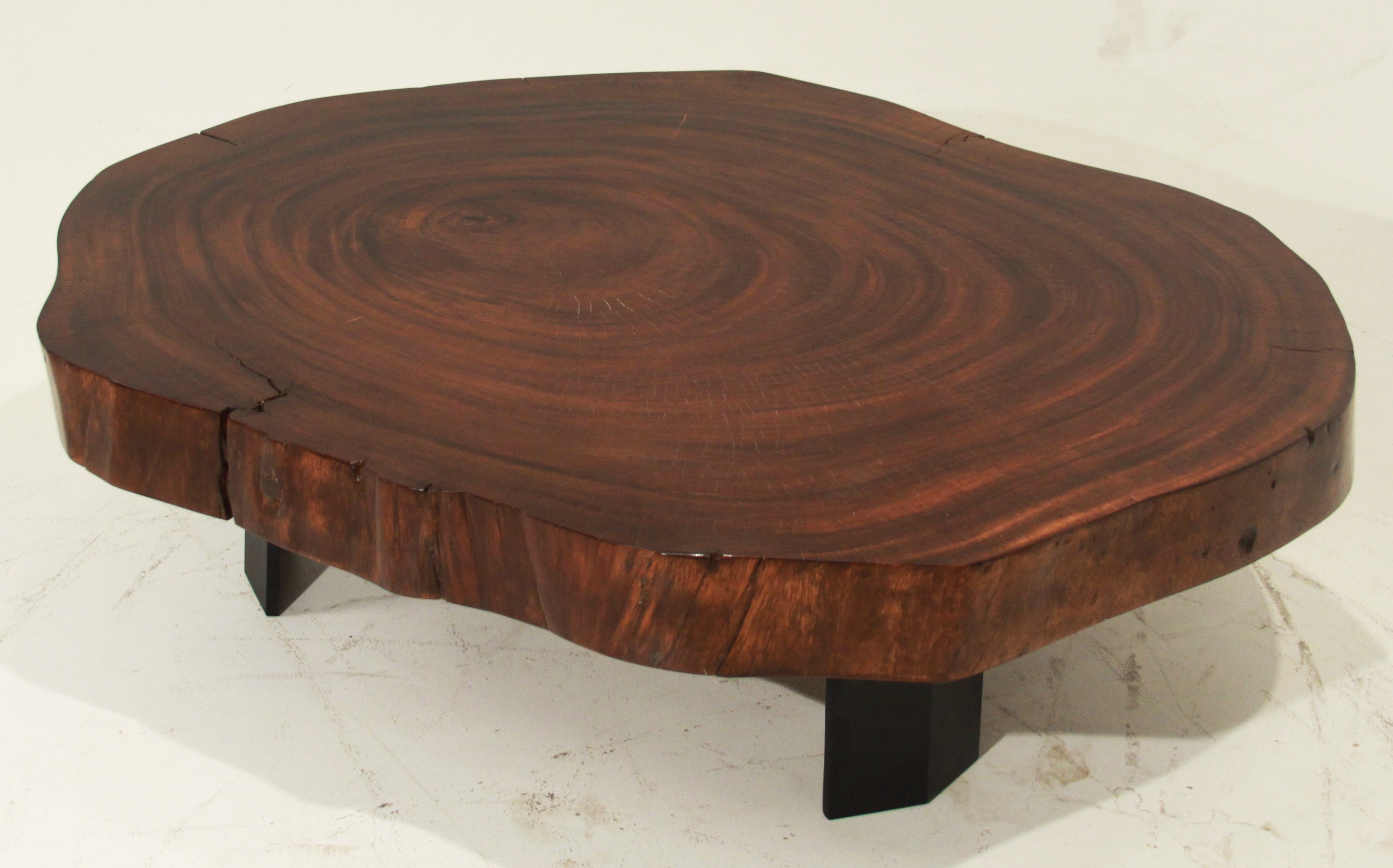 Custom Caro Caro wood tree round coffee table by Thomas Hayes Studio