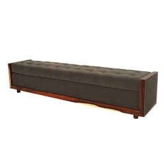 Solid Roswood & Tufted Fabric Bench by Thomas Hayes Studio