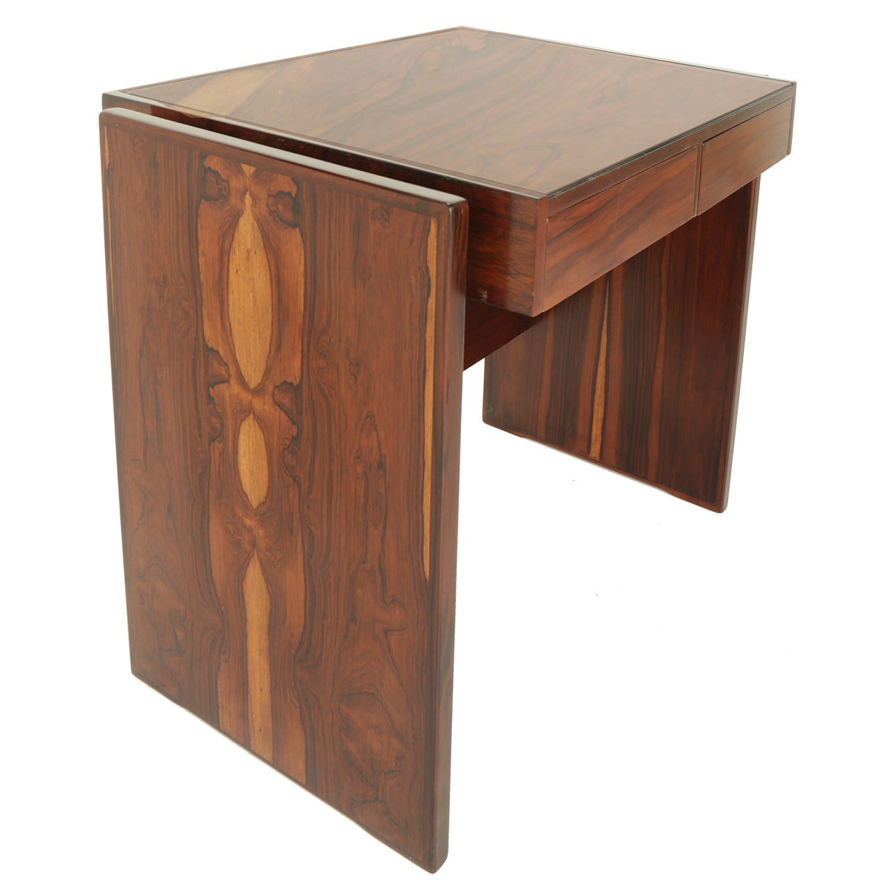 Joaquim Tenreiro Mid-Century Modern Rosewood and Glass Desk For Sale